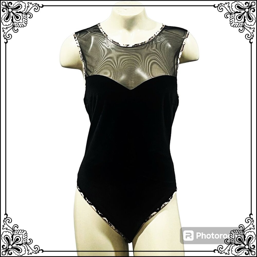 VICTORIA'S SECRET Mesh and Velour Sleeveless Bodysuit - Size M / NWOT